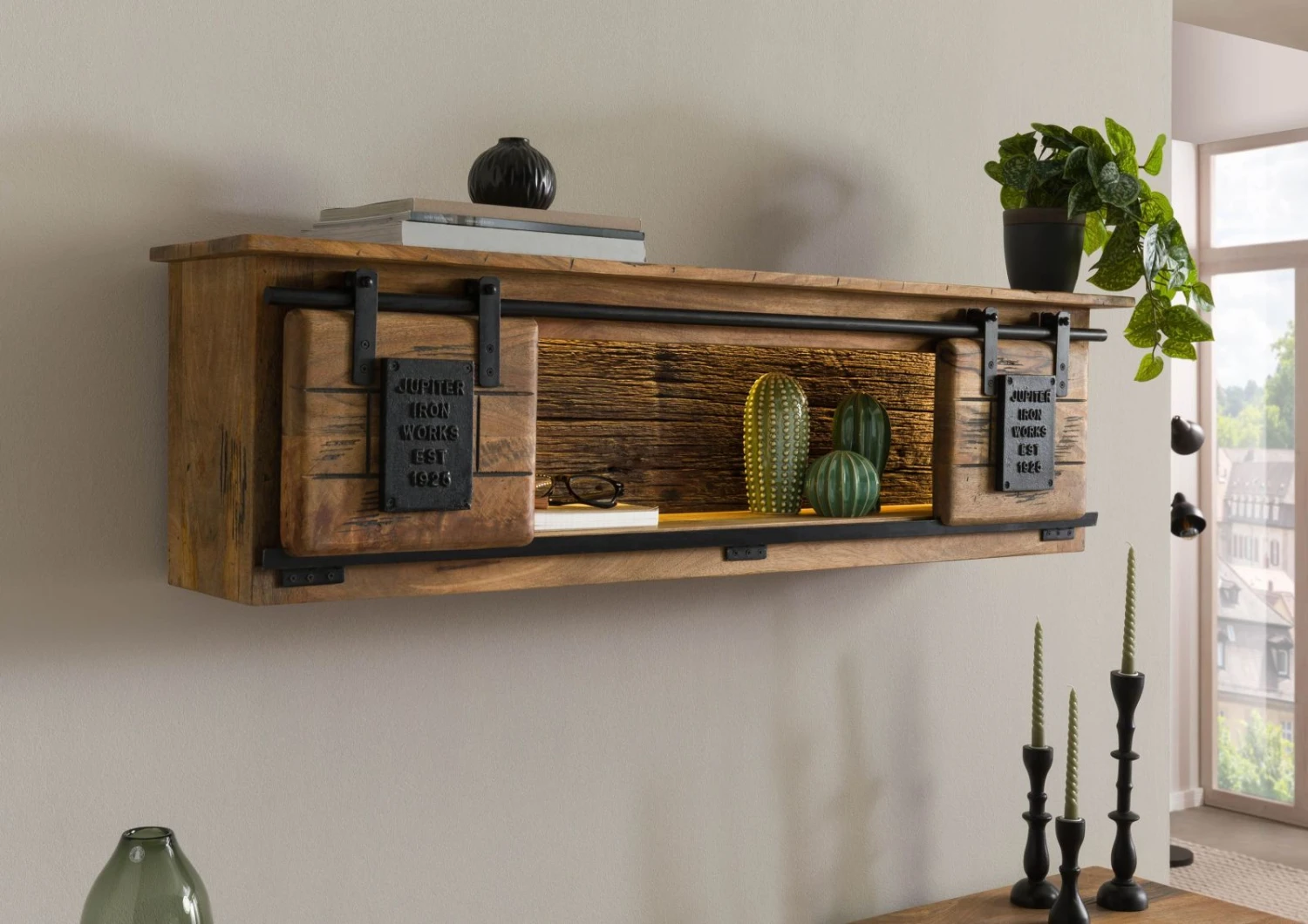 Mensola In Legno Di Mango / Legno Riciclato 130x25x35 Laccato Naturale RAILWAY LUX #152 5 Mensola In Legno Di Mango / Legno Riciclato 130x25x35 Laccato Naturale RAILWAY LUX #152 - immagine 3