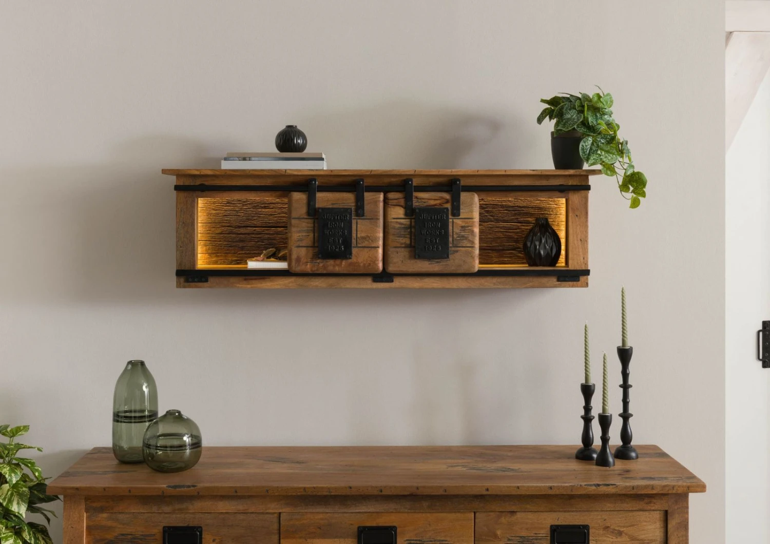 Mensola In Legno Di Mango / Legno Riciclato 130x25x35 Laccato Naturale RAILWAY LUX #152 6 Mensola In Legno Di Mango / Legno Riciclato 130x25x35 Laccato Naturale RAILWAY LUX #152 - immagine 4