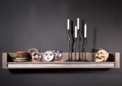 SYDNEY #209 Mensola In Legno Di Sheesham - Laccato / Smoked Oak 150x22x20 -Massivmoebel24 09 350 778 0109 3