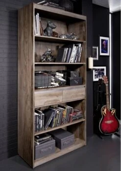 SYDNEY #240 Scaffale In Legno Di Sheesham - Laccato / Smoked Oak 90x40x205 12 SYDNEY #240 Scaffale In Legno Di Sheesham - Laccato / Smoked Oak 90x40x205 -Massivmoebel24 09 350 778 0140 5