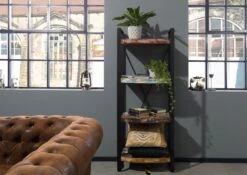 Scaffale In Legno Di Legno Riciclato 60x35x150 Multicolore Laccato INDUSTRIAL #45 -Massivmoebel24 09 350 811 0042 3