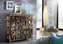 NATURE OF SPIRIT #70 Cassettiera Alfabeto In Legno Riciclato - Laccato / Multicolore 90x40x100