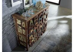 NATURE OF SPIRIT #70 Cassettiera Alfabeto In Legno Riciclato - Laccato / Multicolore 90x40x100 -Massivmoebel24 09 350 817 0001 4