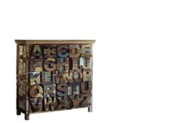 NATURE OF SPIRIT #70 Cassettiera Alfabeto In Legno Riciclato - Laccato / Multicolore 90x40x100 -Massivmoebel24 09 350 817 0001 9