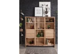 Scaffale In Legno Di Acacia 142x45x147 Acacia Naturale Laccato PURE ACACIA #112 -Massivmoebel24 09 350 886 0112 3