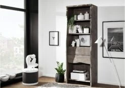 Scaffale In Legno Di Acacia 71x45x204 Grigio Scuro Laccato PURE ACACIA #409