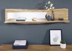 Mensola In Legno Di Acacia 165x22x38 Acacia Naturale Laccato PURE ACACIA #706 -Massivmoebel24 09 350 886 7006 3