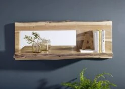 Mensola In Legno Di Acacia 101x22x38 Acacia Naturale Laccato PURE ACACIA #707 -Massivmoebel24 09 350 886 7007 3