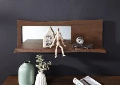 Mensola In Legno Di Acacia 101x22x38 Marrone Laccato PURE ACACIA #807 -Massivmoebel24 09 350 886 8007 3