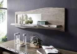 Mensola In Legno Di Acacia 121x22x38 Grigio Scuro Laccato PURE ACACIA #905