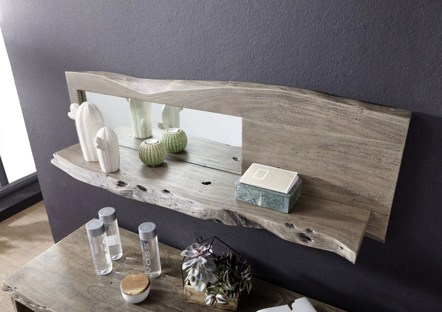 Mensola In Legno Di Acacia 121x22x38 Grigio Scuro Laccato PURE ACACIA #905 4 Mensola In Legno Di Acacia 121x22x38 Grigio Scuro Laccato PURE ACACIA #905 - immagine 2