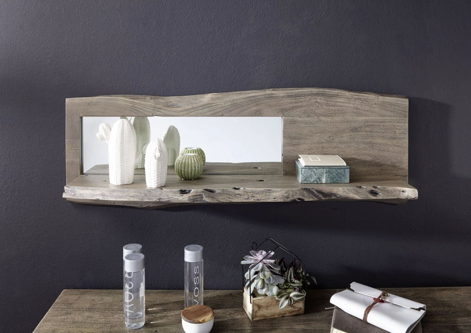 Mensola In Legno Di Acacia 121x22x38 Grigio Scuro Laccato PURE ACACIA #905 5 Mensola In Legno Di Acacia 121x22x38 Grigio Scuro Laccato PURE ACACIA #905 - immagine 3