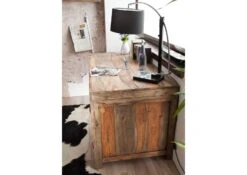 Scrivania In Legno Di Sheesham / Palissandro 150x75x78 Grigio Scuro Oliato NATURE GREY #70 -Massivmoebel24 09 360 550 0070 4