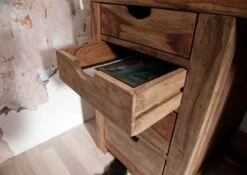 Scrivania In Legno Di Sheesham / Palissandro 150x75x78 Grigio Scuro Oliato NATURE GREY #70 -Massivmoebel24 09 360 550 0070 5