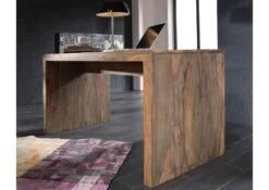 Scrivania In Legno Di Sheesham / Palissandro 148x75x78 Grigio Scuro Oliato NATURE GREY #710 -Massivmoebel24 09 360 550 1040 3