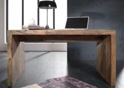 Scrivania In Legno Di Sheesham / Palissandro 148x75x78 Grigio Scuro Oliato NATURE GREY #710 -Massivmoebel24 09 360 550 1040 4