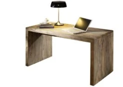 Scrivania In Legno Di Sheesham / Palissandro 148x75x78 Grigio Scuro Oliato NATURE GREY #710 -Massivmoebel24 09 360 550 1040 9