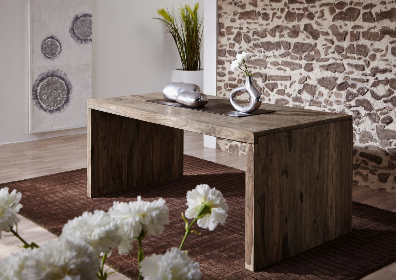 Scrivania In Legno Di Sheesham / Palissandro 178x90x78 Grigio Scuro Oliato NATURE GREY #711 3 Scrivania In Legno Di Sheesham / Palissandro 178x90x78 Grigio Scuro Oliato NATURE GREY #711