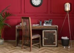 Scrivania In Legno Di Sheesham / Palissandro 150x70x76 Grigio Scuro Oliato TAMBORA #780 -Massivmoebel24 09 360 556 1080 4