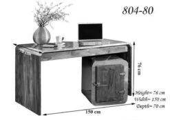 Scrivania In Legno Di Sheesham / Palissandro 150x70x76 Grigio Scuro Oliato TAMBORA #780 -Massivmoebel24 09 360 556 1080 8