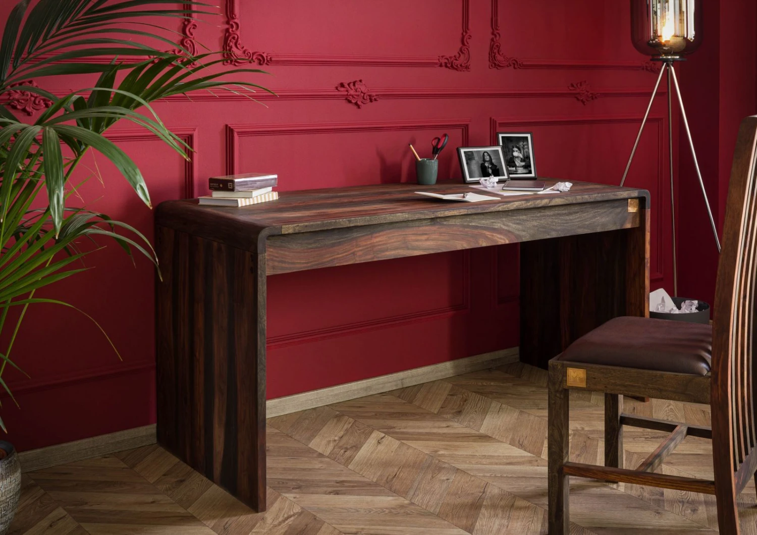 Scrivania In Legno Di Sheesham / Palissandro 150x70x76 Grigio Scuro Oliato TAMBORA #782 4 Scrivania In Legno Di Sheesham / Palissandro 150x70x76 Grigio Scuro Oliato TAMBORA #782 - immagine 2