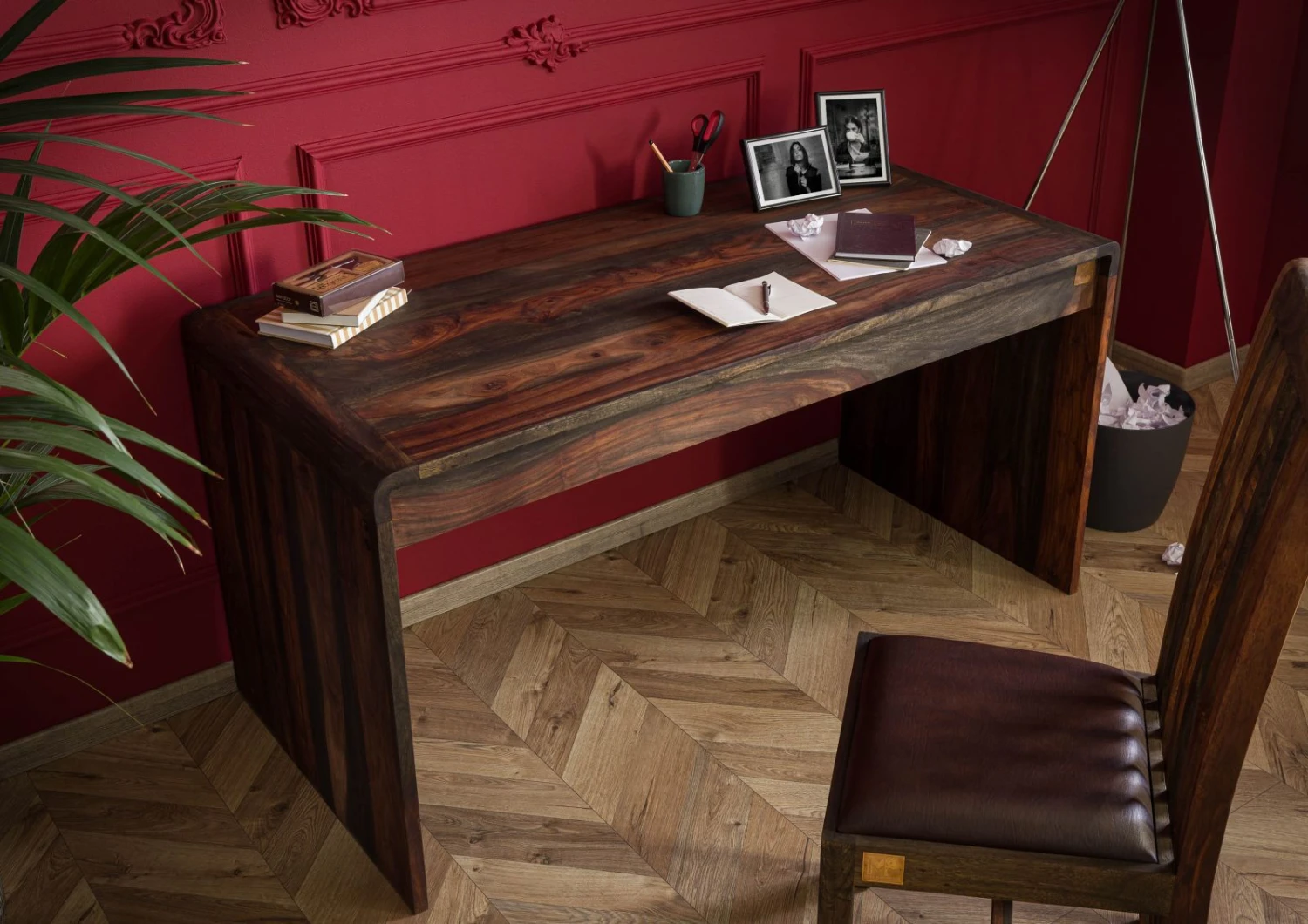 Scrivania In Legno Di Sheesham / Palissandro 150x70x76 Grigio Scuro Oliato TAMBORA #782 5 Scrivania In Legno Di Sheesham / Palissandro 150x70x76 Grigio Scuro Oliato TAMBORA #782 - immagine 3