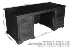 Scrivania In Legno Di Acacia 180x80x74 Miele Dorato Laccato OXFORD #0529 -Massivmoebel24 09 360 610 0P21 8