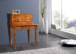 Scrivania In Legno Di Acacia 85x68x111 Miele Dorato Laccato OXFORD #0507