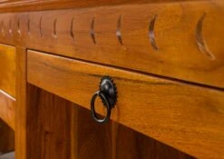 Scrivania In Legno Di Acacia 140x64x80 Miele Dorato Laccato OXFORD #0511 -Massivmoebel24 09 360 610 0P34 5