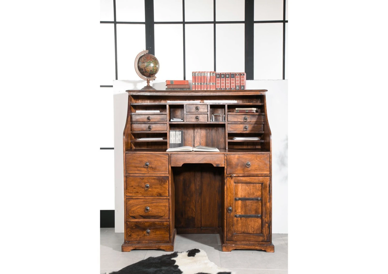 OXFORD #0516 Scrivania In Legno Di Acacia - Laccato / Miele 128x58x138 5 OXFORD #0516 Scrivania In Legno Di Acacia - Laccato / Miele 128x58x138 - immagine 3