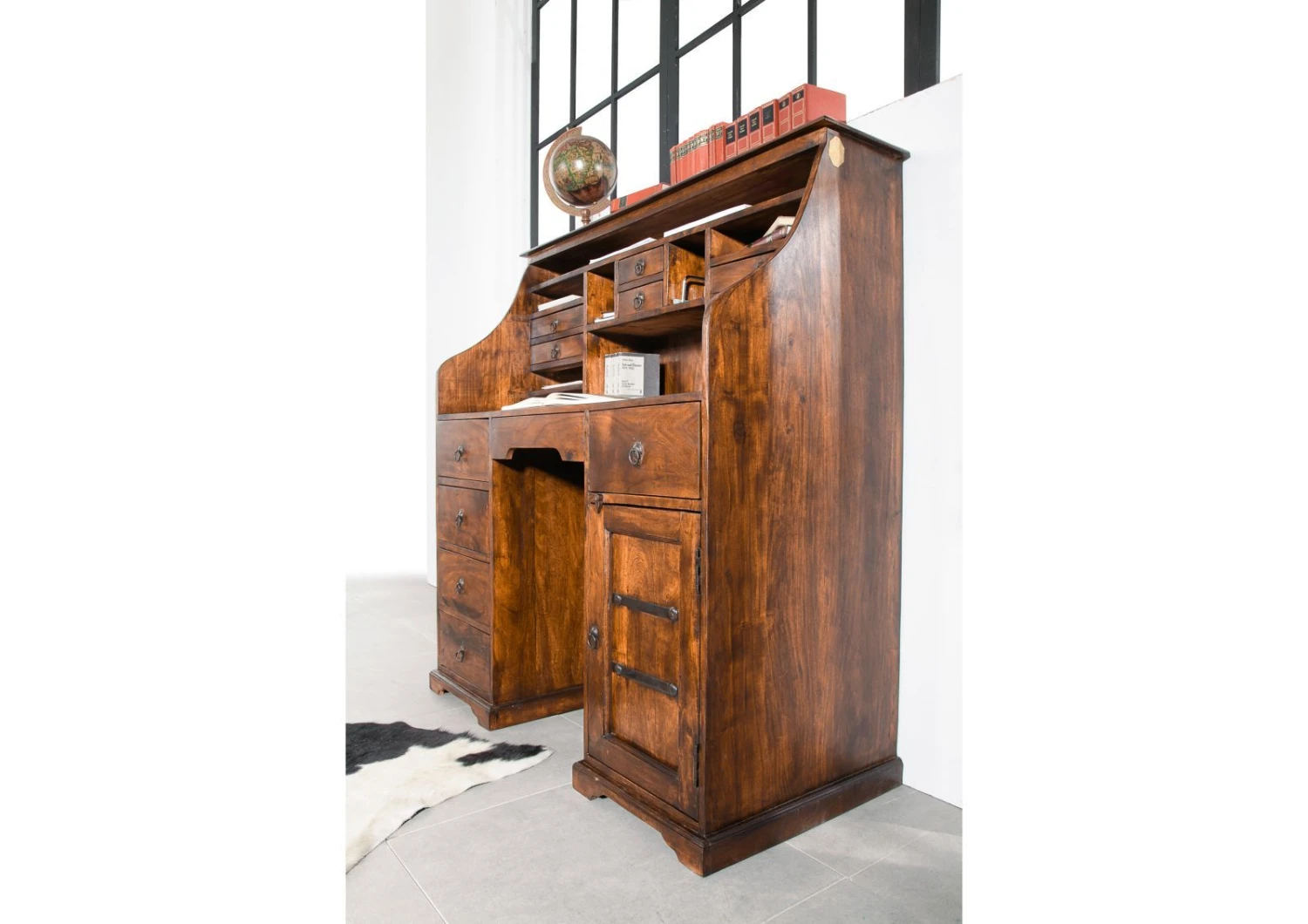 OXFORD #0516 Scrivania In Legno Di Acacia - Laccato / Miele 128x58x138 6 OXFORD #0516 Scrivania In Legno Di Acacia - Laccato / Miele 128x58x138 - immagine 4