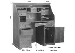 OXFORD #516 Scrivania In Legno Di Acacia - Laccato / Nougat 128x58x138 -Massivmoebel24 09 360 620 0P39 8