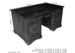 Scrivania In Legno Di Acacia 150x85x76 Nougat Laccato OXFORD #420 -Massivmoebel24 09 360 620 4519 8