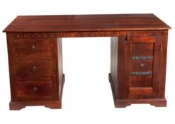 Scrivania In Legno Di Acacia 150x85x76 Nougat Laccato OXFORD #420 -Massivmoebel24 09 360 620 4519 9