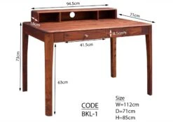 Scrivania In Legno Di Sheesham / Palissandro 112x71x85 Noce Oliato BROOKLYN #05 -Massivmoebel24 09 360 655 0005 8