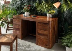 Scrivania In Legno Di Sheesham / Acacia 150x75x78 Noce Cerato TORONTO #248