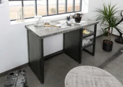 Scrivania In Legno Di Mango 122x52x76 Grigio Scuro Laccato HEAVY INDUSTRY #157