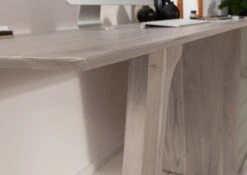 Scrivania In Legno Di Acacia 160x80x76 Marrone Crema Laccato TROMSO #003 -Massivmoebel24 09 360 697 1003 6