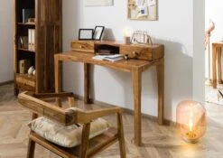 ANCONA #150 Scrivania In Legno Di Sheesham - Laccato / Marrone 120x60x95 -Massivmoebel24 09 360 699 1017 03