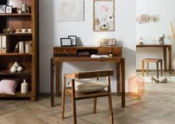 ANCONA #250 Scrivania In Legno Di Sheesham - Laccato / Marrone Scuro 120x60x95