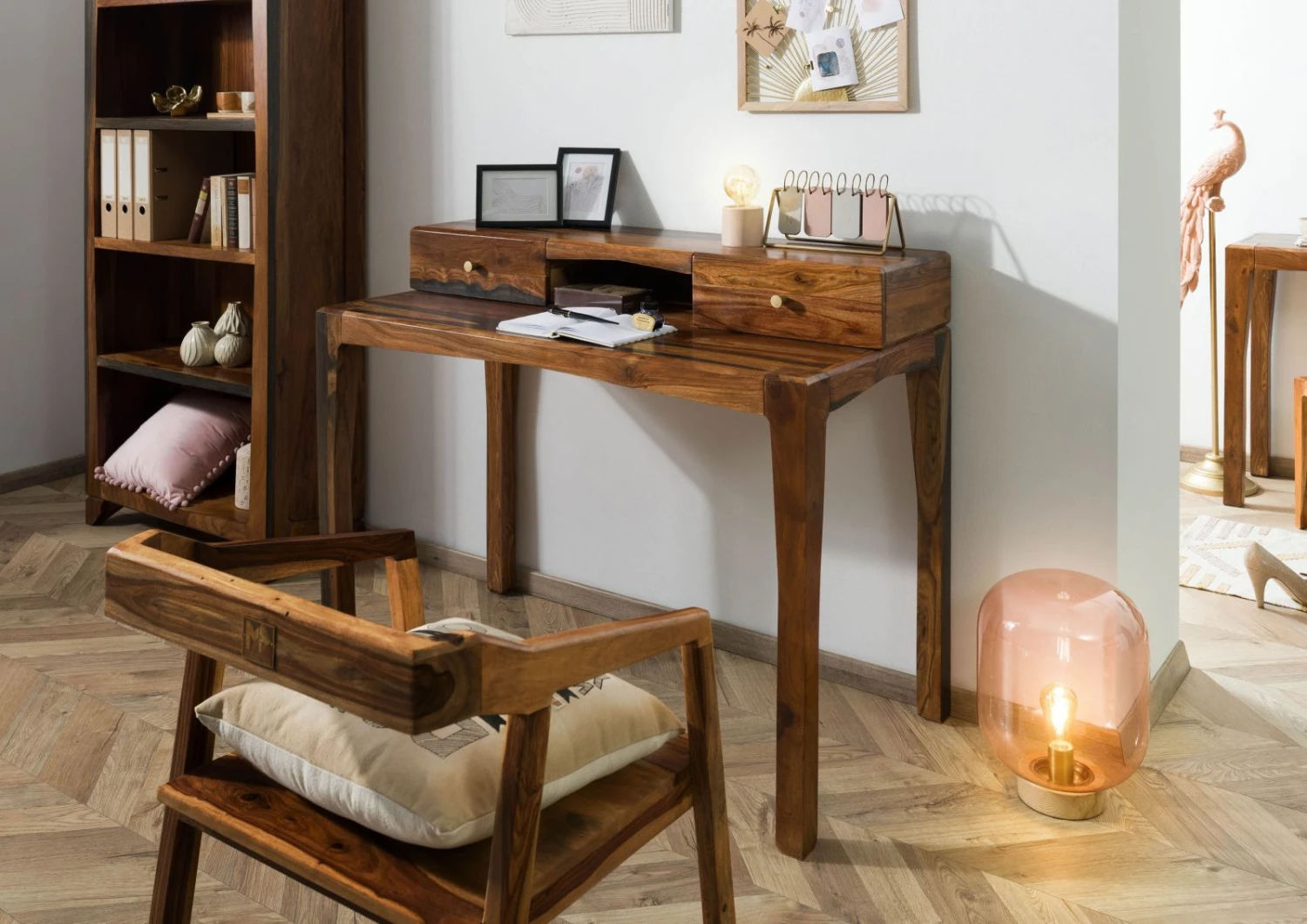 ANCONA #250 Scrivania In Legno Di Sheesham - Laccato / Marrone Scuro 120x60x95 5 ANCONA #250 Scrivania In Legno Di Sheesham - Laccato / Marrone Scuro 120x60x95 - immagine 3