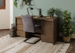 PURE MANGO #110 Scrivania In Legno Di Mango - Oliato - Sabbiato / Marrone 150x75x78 -Massivmoebel24 09 360 724 1010 03