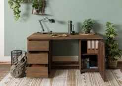 PURE MANGO #110 Scrivania In Legno Di Mango - Oliato - Sabbiato / Marrone 150x75x78 -Massivmoebel24 09 360 724 1010 04