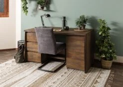 PURE MANGO #210 Scrivania In Legno Di Mango - Oliato / Marrone 150x75x78 -Massivmoebel24 09 360 724 2010 03