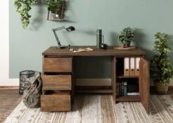 PURE MANGO #210 Scrivania In Legno Di Mango - Oliato / Marrone 150x75x78 -Massivmoebel24 09 360 724 2010 04