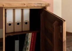 PURE SHEESHAM #210 Scrivania In Legno Di Sheesham - Laccato-sabbiato / Naturale 150x75x78 -Massivmoebel24 09 360 734 2010 05