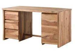 PURE SHEESHAM #210 Scrivania In Legno Di Sheesham - Laccato-sabbiato / Naturale 150x75x78 -Massivmoebel24 09 360 734 2010 09