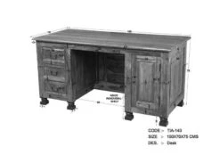 Scrivania In Legno Di Sheesham / Palissandro 150x70x75 Marrone Laccato NEW BOSTON #205 -Massivmoebel24 09 360 740 0143 8