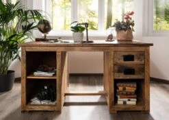 Scrivania In Legno Di Mango 140x80x76 Mango Naturale Laccato RAILWAY #161 13 Scrivania In Legno Di Mango 140x80x76 Mango Naturale Laccato RAILWAY #161 -Massivmoebel24 09 360 772 0061 3