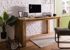 Schreibtisch Mango 160x80x80 Natur Lackiert RAILWAY #1004